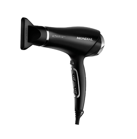 Secador de cabelo preto Mondial com bocal direcionador.