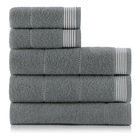 Jogo de toalhas de banho cinza em algodão, com toque macio e acabamento canelado
