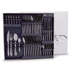 Faqueiro com 42 peças em aço inox organizado em estojo, ideal para uso diário e ocasiões especiais