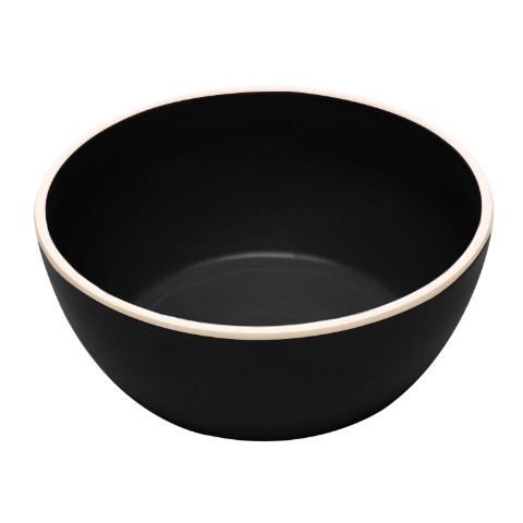 Bowl de cerâmica preto com borda clara