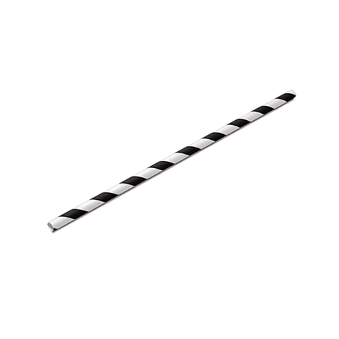 Canudo de papel listrado em preto e branco