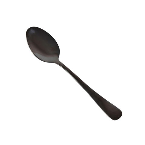 Colher de aço inoxidável preta com design simples e cabo liso.