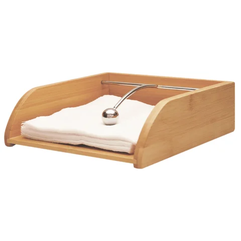 Porta guardanapo em bambu para organização de bancada e cozinha combinando material com porta-pão
