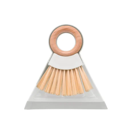 Conjunto de pá coletora e escova de limpeza com cabo de bambu, ideal para recolher pequenas sujeiras.