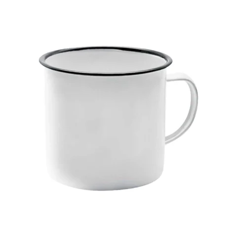 Caneca de metal esmaltada branca
