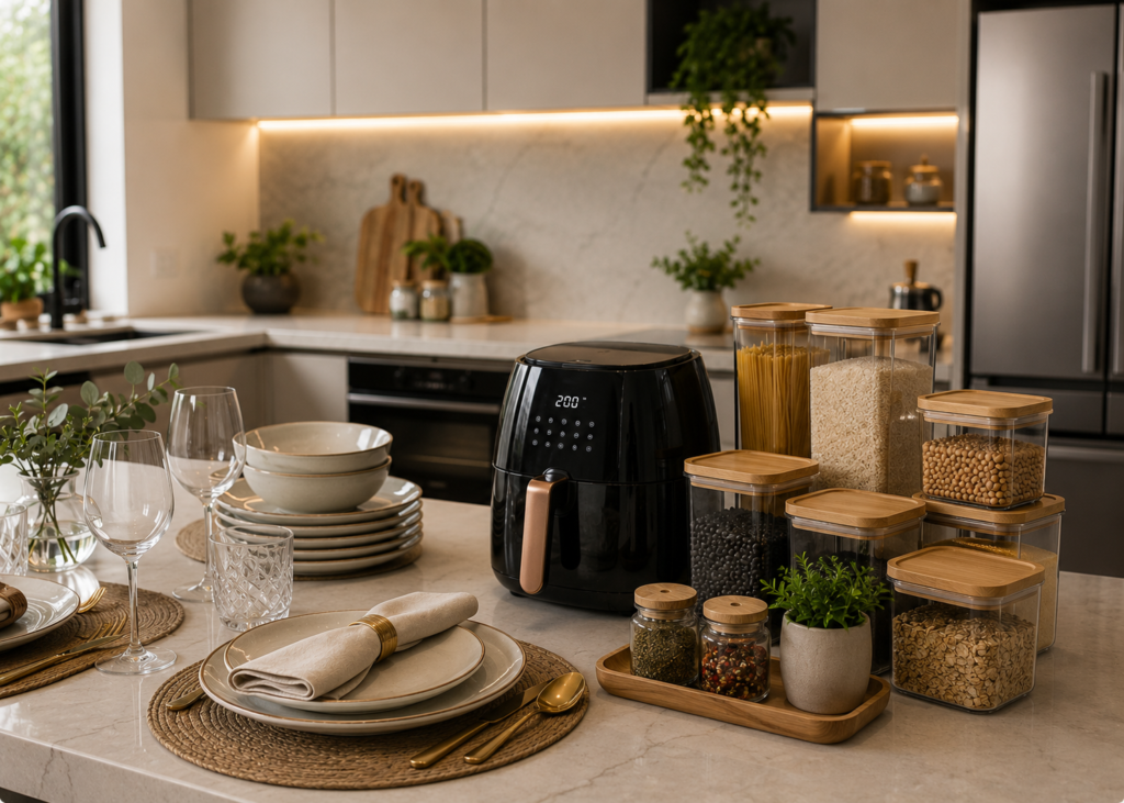 Encontre presentes para quem ama cozinhar e cuidar do lar, com ideias para cozinha, organização, mesa posta, decoração e conforto.